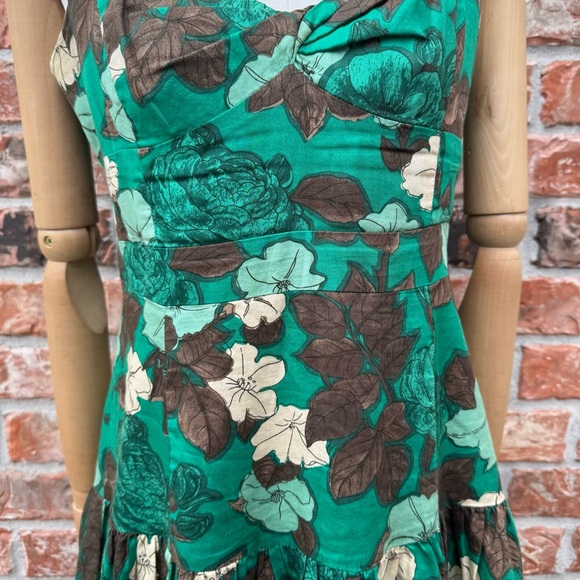 Moulinette de Soeurs Anthropologie green floral sleeveless sundress / 2 / EUC - Picture 10 of 17